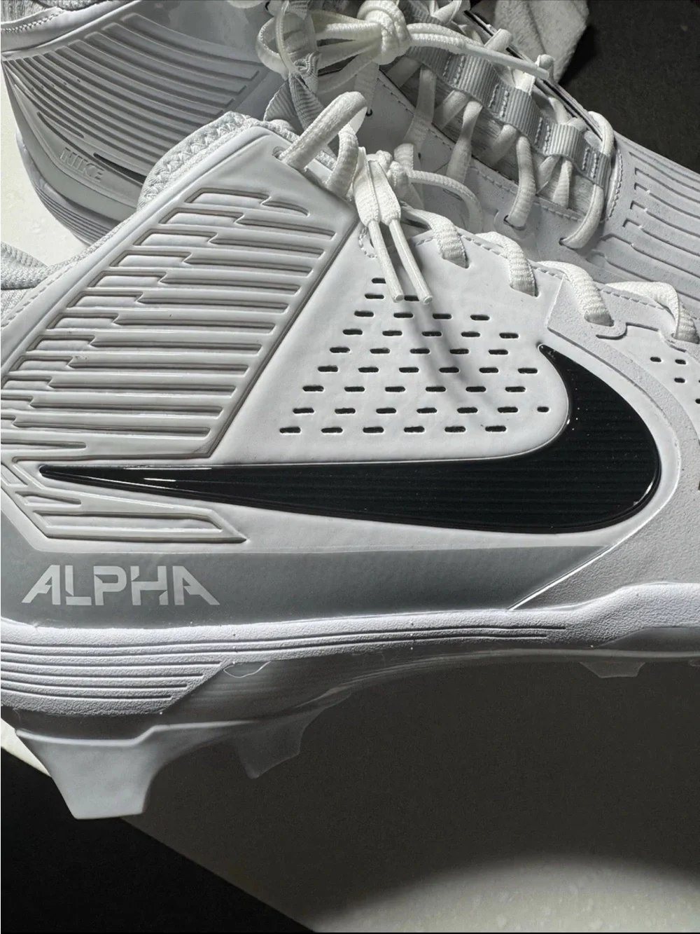 Nike Football Cleats Lineman White Silver Alpha Menace Strong IB2572106